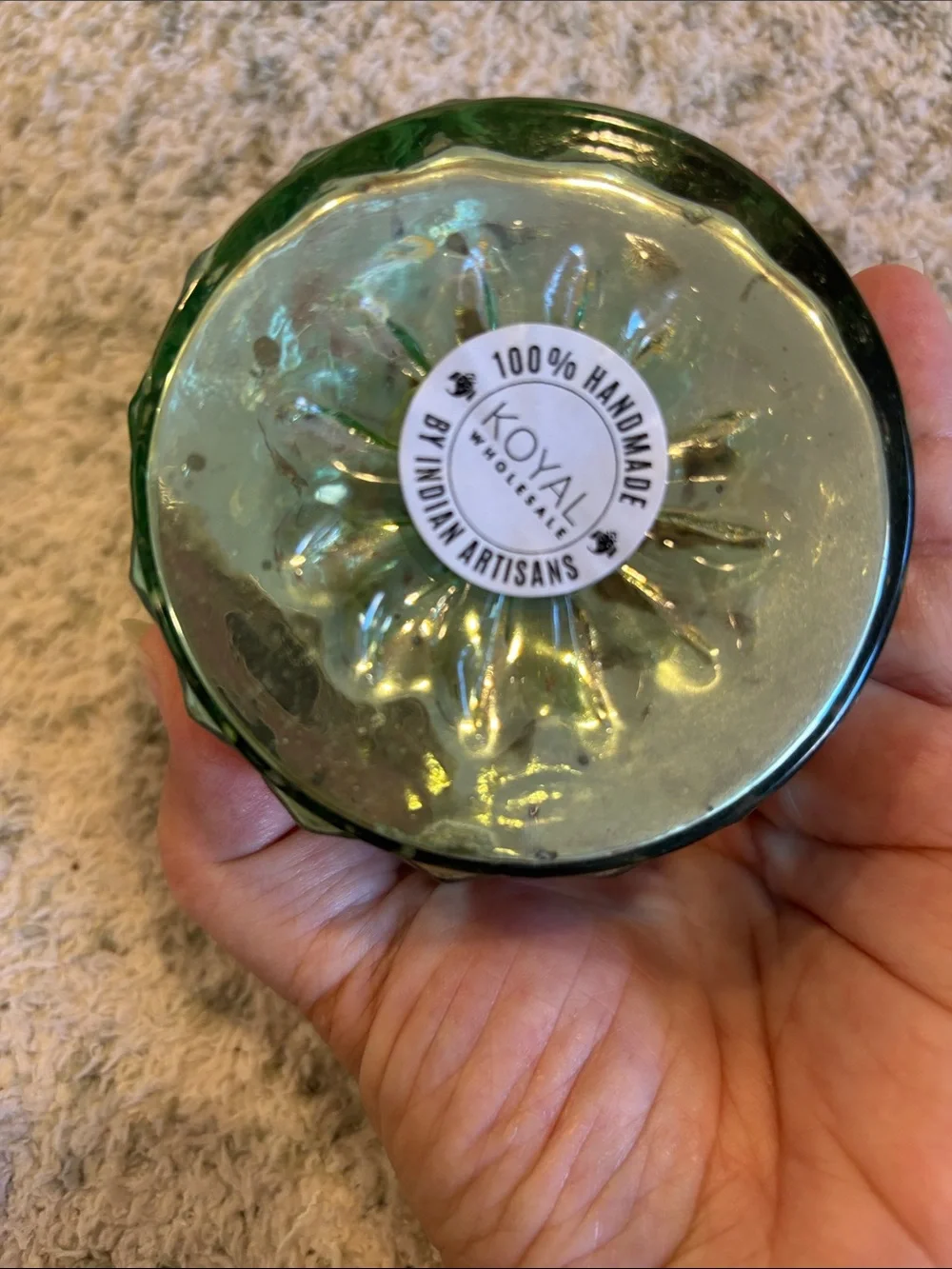 Mercury Glass Sage Green Ribbed Votive Candle Holder Koyal Pier One NWT 3x3”